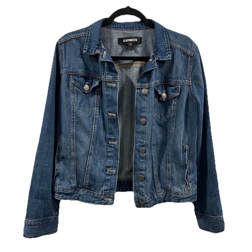 Express Women’s Classic Jean Jacket Blue Denim Trucker Size Medium